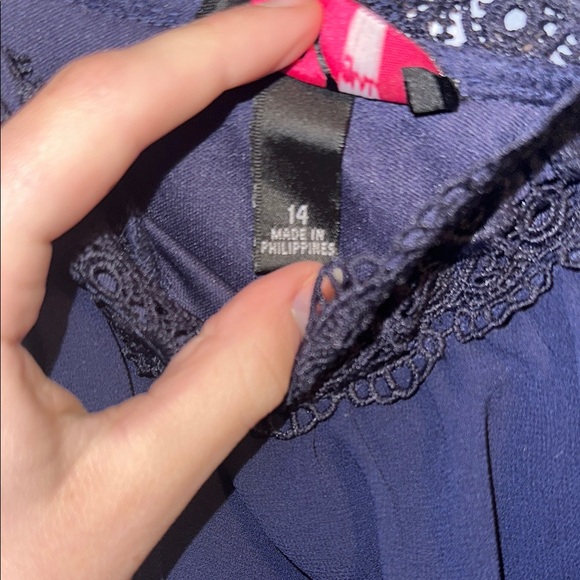 Navy Blue Off-Shoulder Dress - Picture 4 of 4